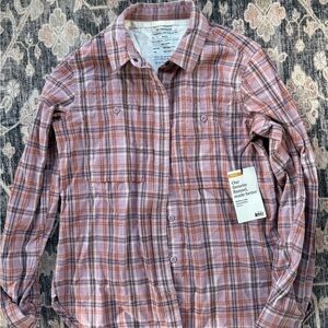 REI Casual Plaid Shirt - Pink and Orange